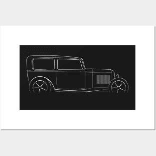 1932 Ford Model A Tudor - profile stencil, white Posters and Art